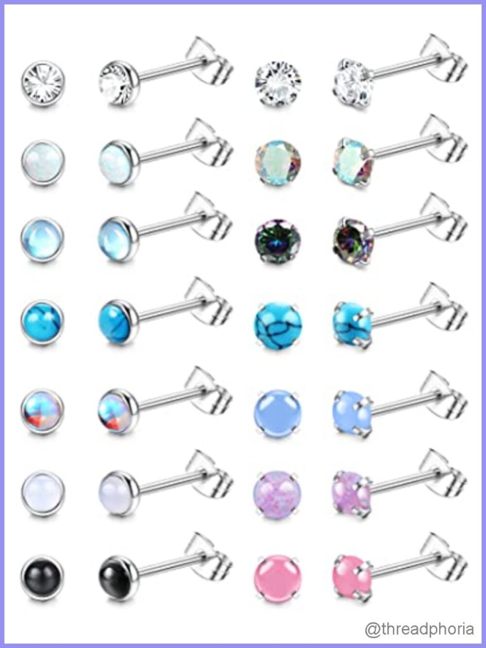 14 Pairs Surgical Steel Stud Earrings Set Hypoallergenic for Sensitive Ears